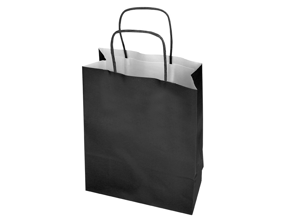SACO DE PAPEL Q-CONNECT CELULOSE PRETO M COM ASA TORCIDA 270X370X120 MM