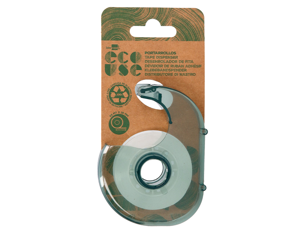 MINI DESENROLADOR LIDERPAPEL ECOUSE 100% PLASTICO RECICLADO PARA FITA DE 33 MT X 19 MM