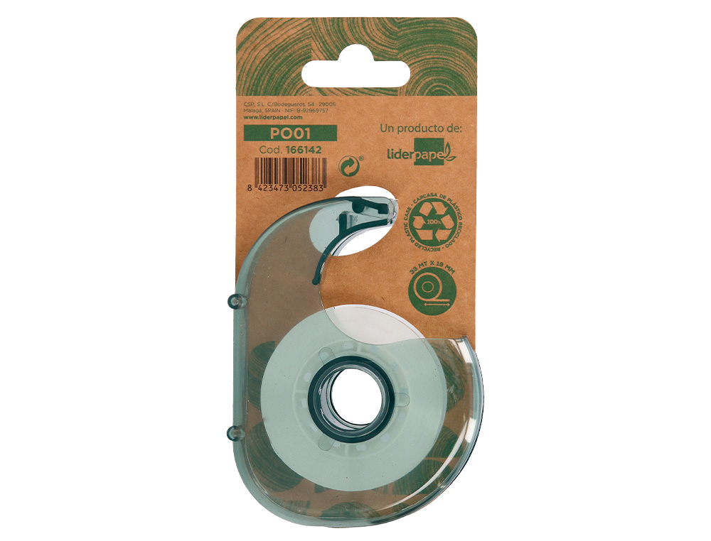 MINI DESENROLADOR LIDERPAPEL ECOUSE 100% PLASTICO RECICLADO PARA FITA DE 33 MT X 19 MM
