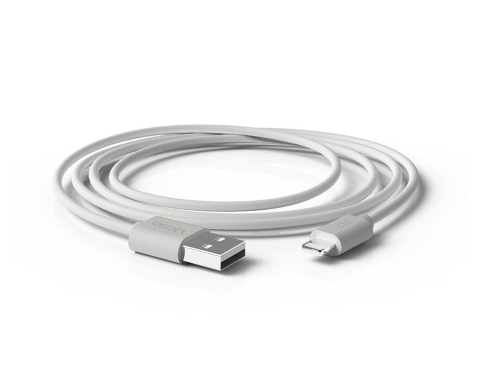 CABO GROOVY USB 2.0 A APPLE LIGHTNING COMPRIMENTO 1 METRO COR BRANCO