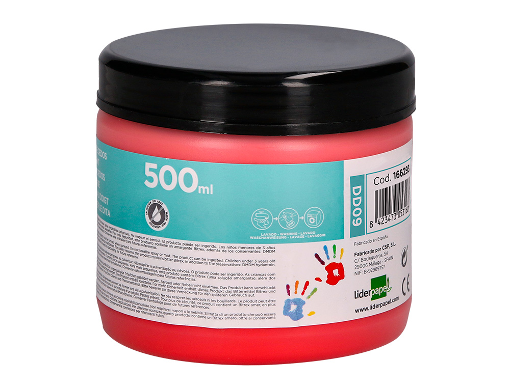 PINTURA A DEDOS LIDERPAPEL FRASCO DE 500 ML VERMELHO
