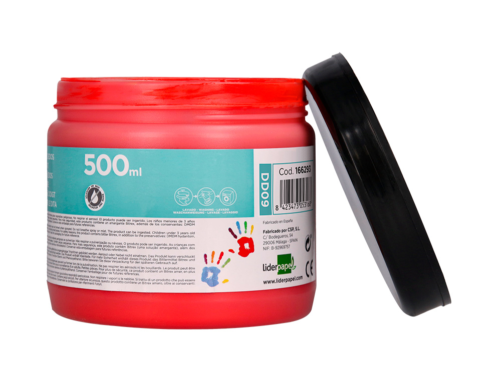 PINTURA A DEDOS LIDERPAPEL FRASCO DE 500 ML VERMELHO