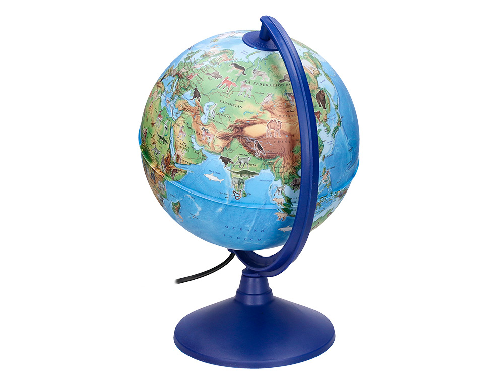 GLOBO LIDERPAPEL COM LUZ FISICO E POLITICO COM ANIMAIS DIAMETRO 20 CM