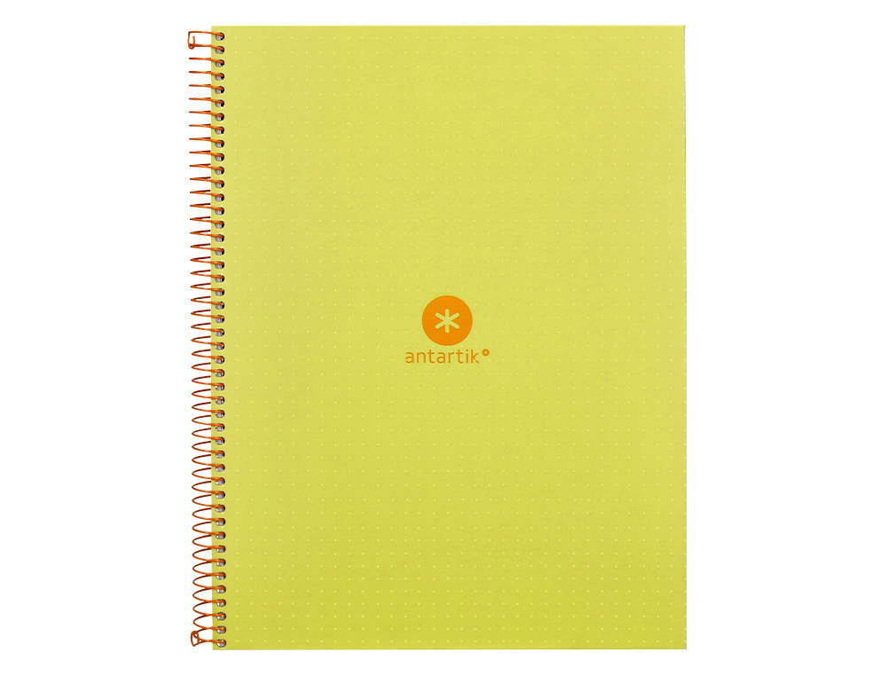CADERNO ESPIRAL A4 MICRO ANTARTIK CAPA FORRADA 80F 90 GR PONTILHADO 1 BANDA 4 FUROS COR AMARELO