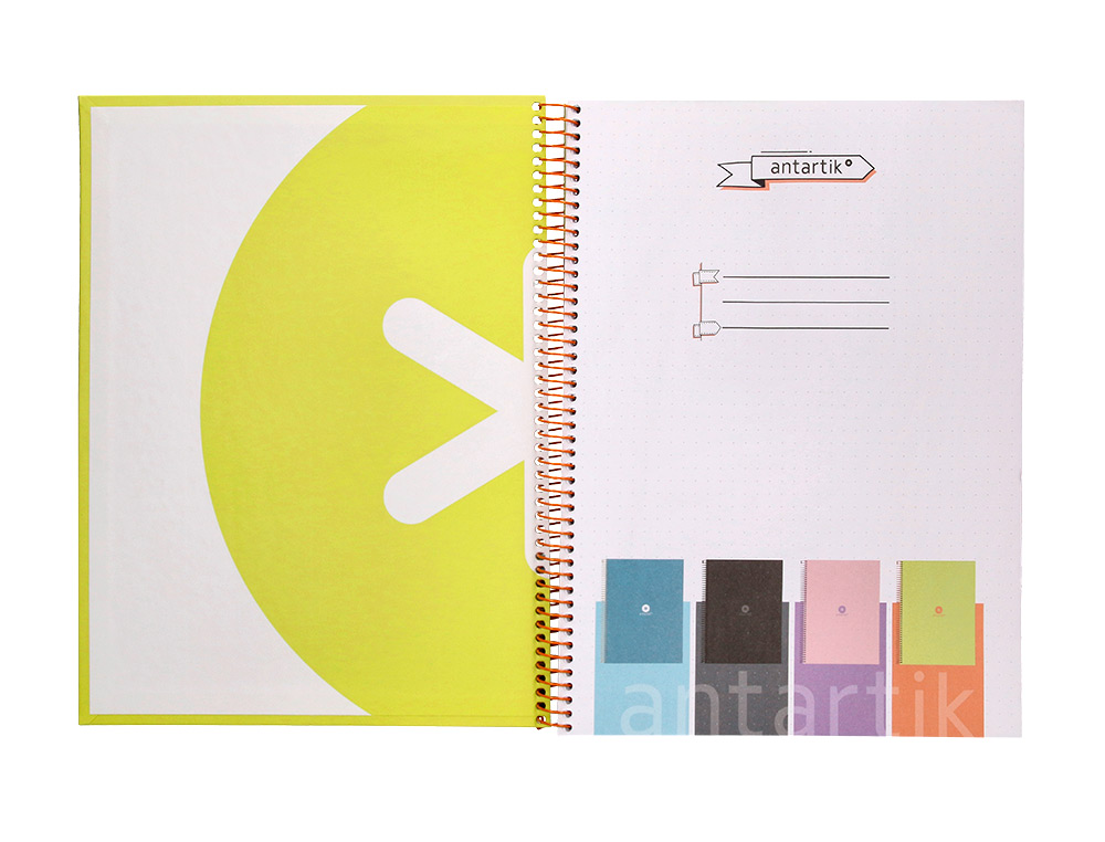 CADERNO ESPIRAL A4 MICRO ANTARTIK CAPA FORRADA 80F 90 GR PONTILHADO 1 BANDA 4 FUROS COR AMARELO