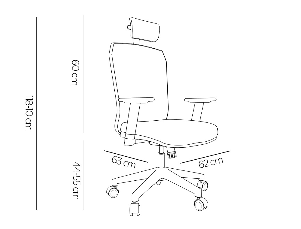 CADEIRA DE DIRECAO Q-CONNECT DESIO ERGONOMICA ENCOSTO ALTO E APOIO DE CABECA AJUSTAVEL EM ALTURA 1180+100X630X625 MM COR