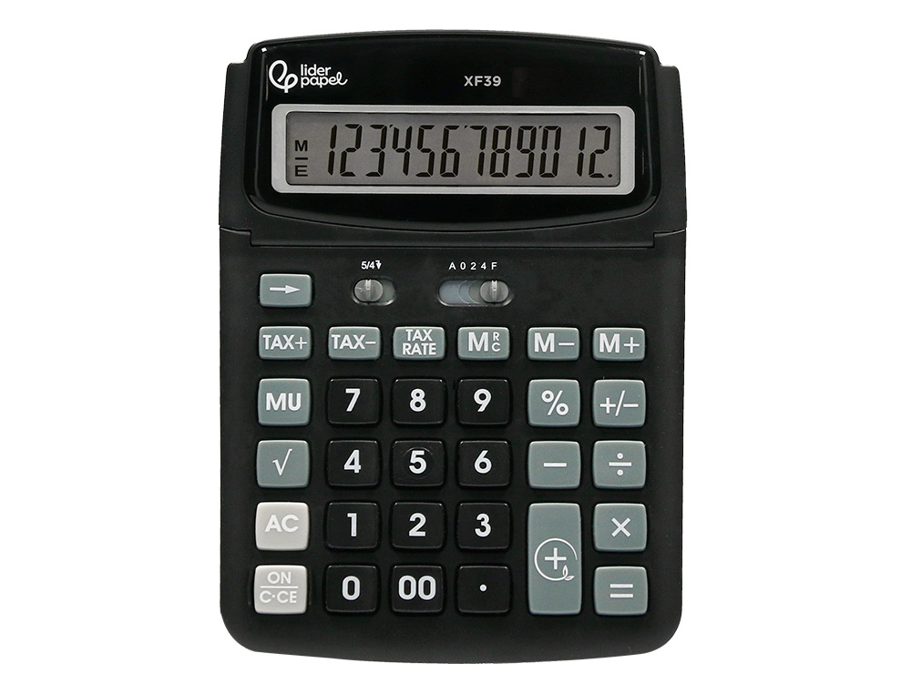CALCULADORA LIDERPAPEL DE SECRETARIA XF39 12 DIGITOS SOLAR E PILHAS COR PRETO 190X140X32 MM 40% PLASTICO RECICLADO