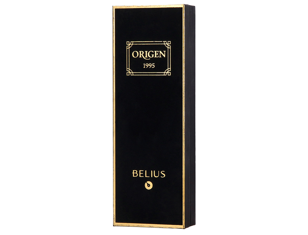 ESFEROGRAFICA BELIUS ORIGEN 1995 ALUMINIO TEXTURA ESCOVADO COR PRETO TINTA AZUL CAIXA DESIGN