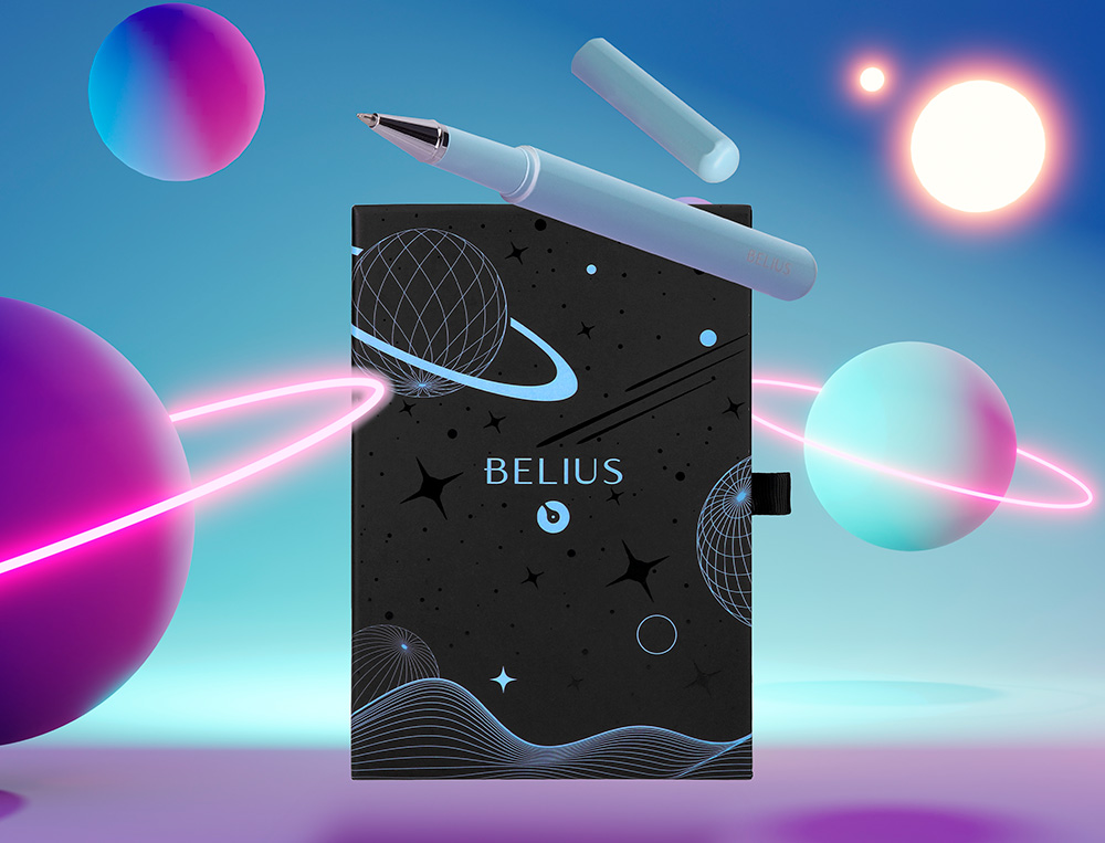 ROLLER E BOLSA EM IMITACAO PELE BELIUS SPACE B DESENHO MINIMALISTA AZUL TINTA AZUL CAIXA DESIGN