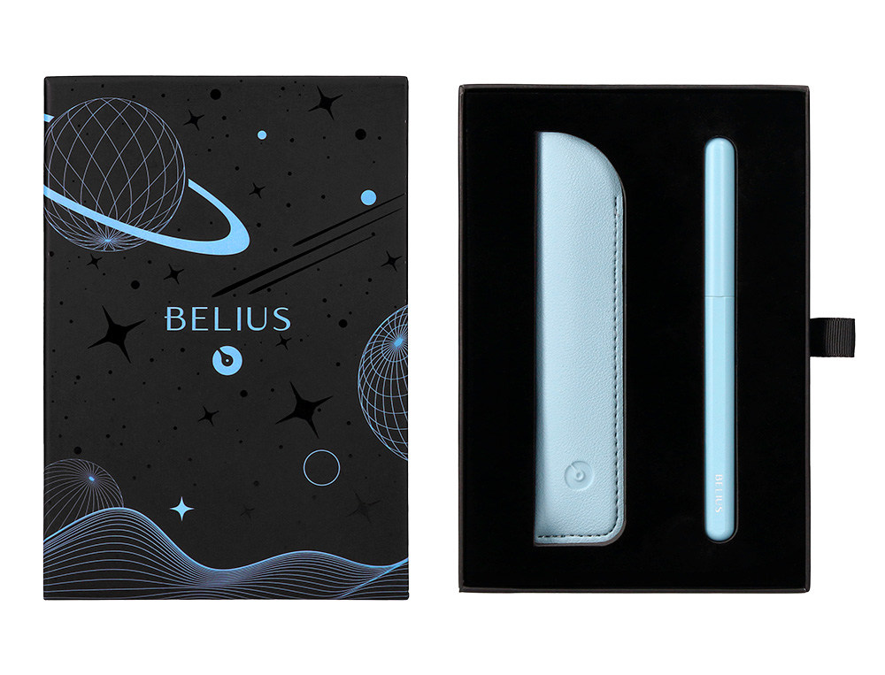 ROLLER E BOLSA EM IMITACAO PELE BELIUS SPACE B DESENHO MINIMALISTA AZUL TINTA AZUL CAIXA DESIGN