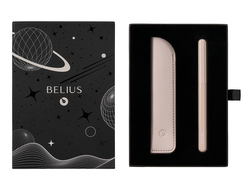ROLLER E BOLSA EM IMITACAO PELE BELIUS SPACE B DESENHO MINIMALISTA CINZA TINTA AZUL CAIXA DESIGN