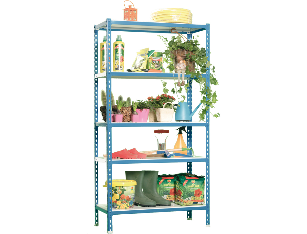 ESTANTE METALICA SIMONRACK SIMON CLICK MINI 5/400 COR AZUL/BRANCO 5 PRATELEIRAS 180 KG POR PRATELEIRAS 180X80X40 CM