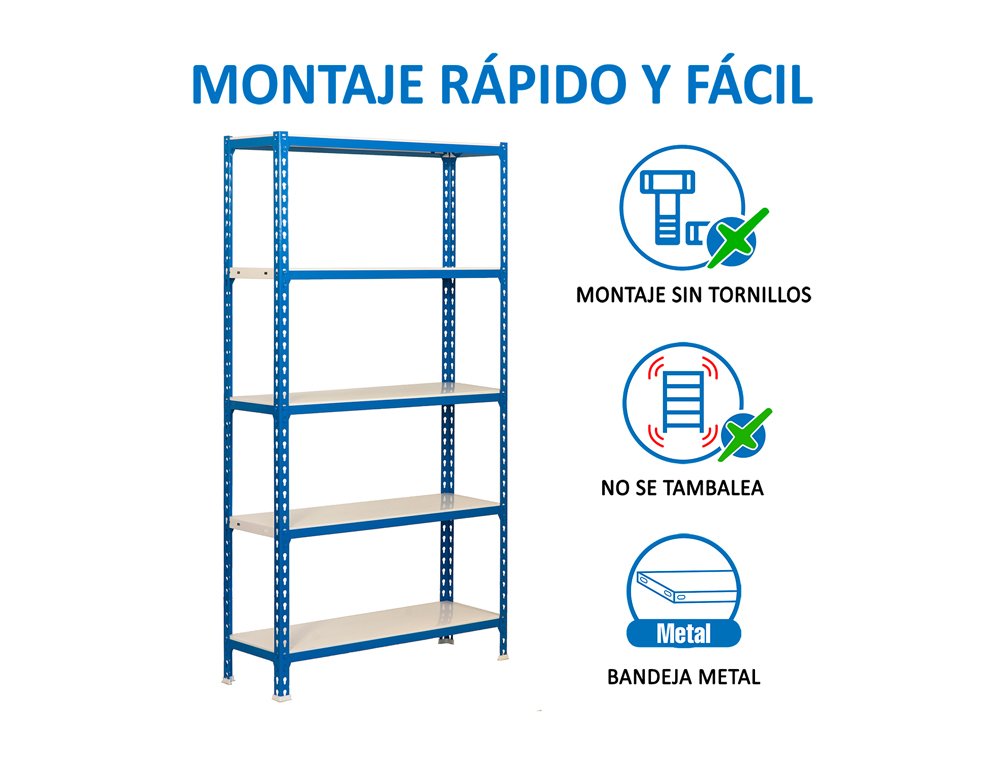ESTANTE METALICA SIMONRACK SIMON CLICK MINI 5/400 COR AZUL/BRANCO 5 PRATELEIRAS 180 KG POR PRATELEIRAS 180X80X40 CM