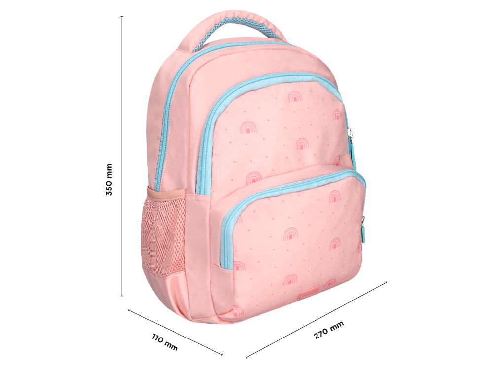 MOCHILA ESCOLAR LIDERPAPEL MULTIBOLSO INFANTIL DESENHO ARCO IRIS 350X110X270 MM