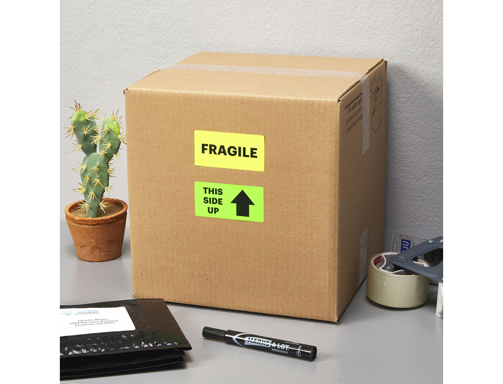 ETIQUETA ADESIVA TICO AMARELO FLUOR PERMANENTE CERTIFICADO FSC LASER/JATO TINTA/FOTOCOPIA 63,5 MM CAIXA 840 UDS