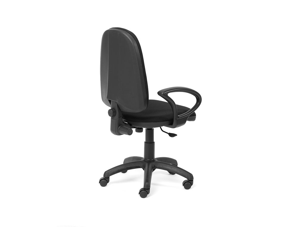 CADEIRA ROCADA ESCRITORIO BRACOS FIXOS BASE NYLON ENCOSTO ASSENTO TECIDO ANTI FOGO PRETO 610X610X1000-1050 MM