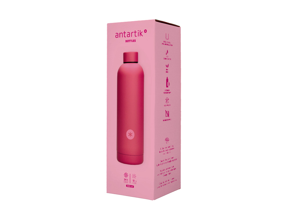 GARRAFA ANTARTIK ISOTERMICA ACO INOXIDAVEL LIVRE DE BPA COR FUCSIA 500 ML