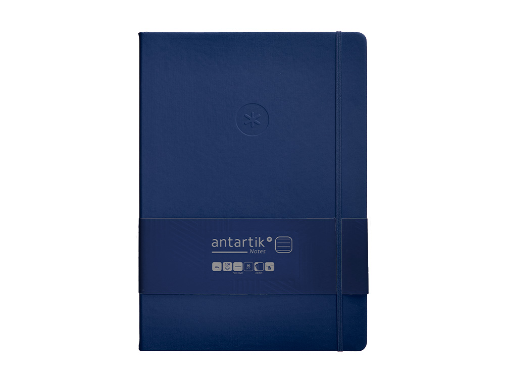 CADERNO COM ELASTICO ANTARTIK NOTES CAPA DURA A4 PAUTADO AZUL MARINHO 100 FOLHAS 80 GR FSC