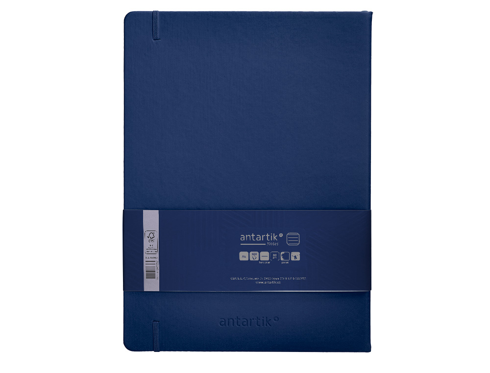 CADERNO COM ELASTICO ANTARTIK NOTES CAPA DURA A4 PAUTADO AZUL MARINHO 100 FOLHAS 80 GR FSC