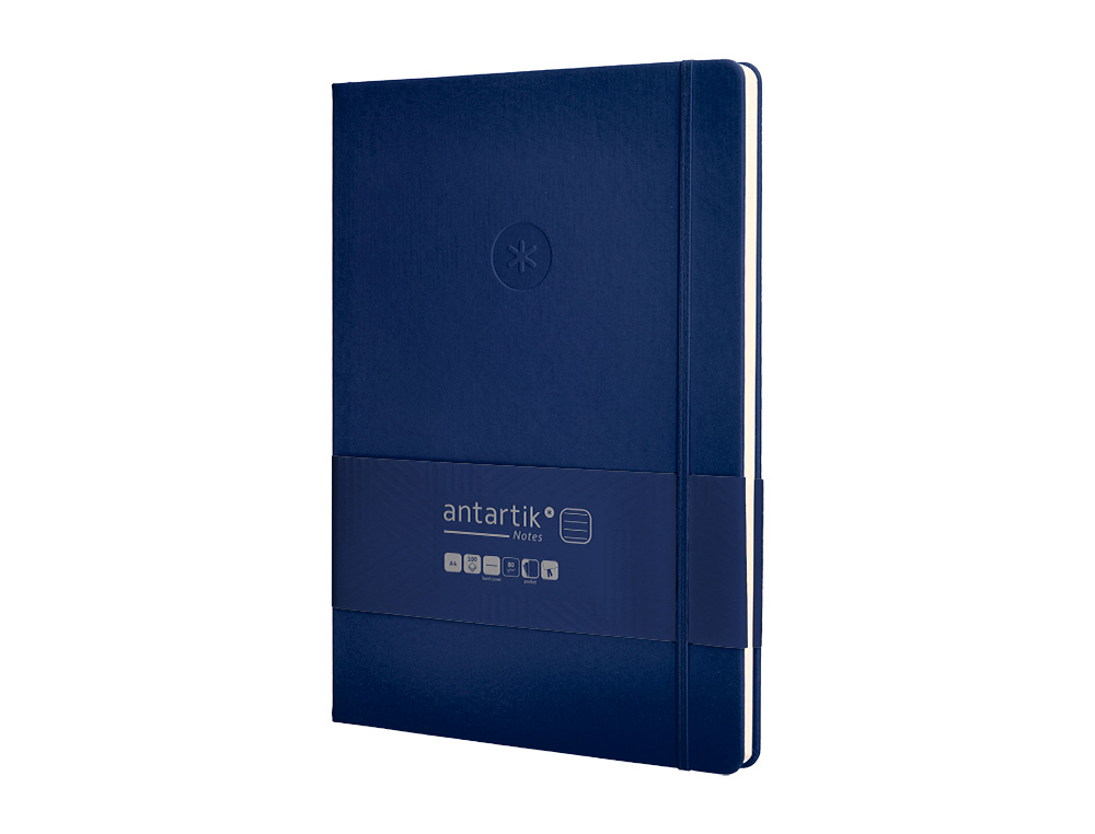 CADERNO COM ELASTICO ANTARTIK NOTES CAPA DURA A4 PAUTADO AZUL MARINHO 100 FOLHAS 80 GR FSC