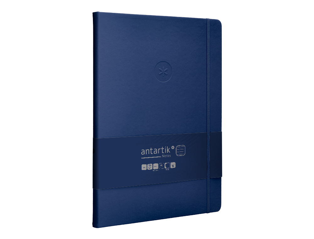 CADERNO COM ELASTICO ANTARTIK NOTES CAPA DURA A4 PAUTADO AZUL MARINHO 100 FOLHAS 80 GR FSC