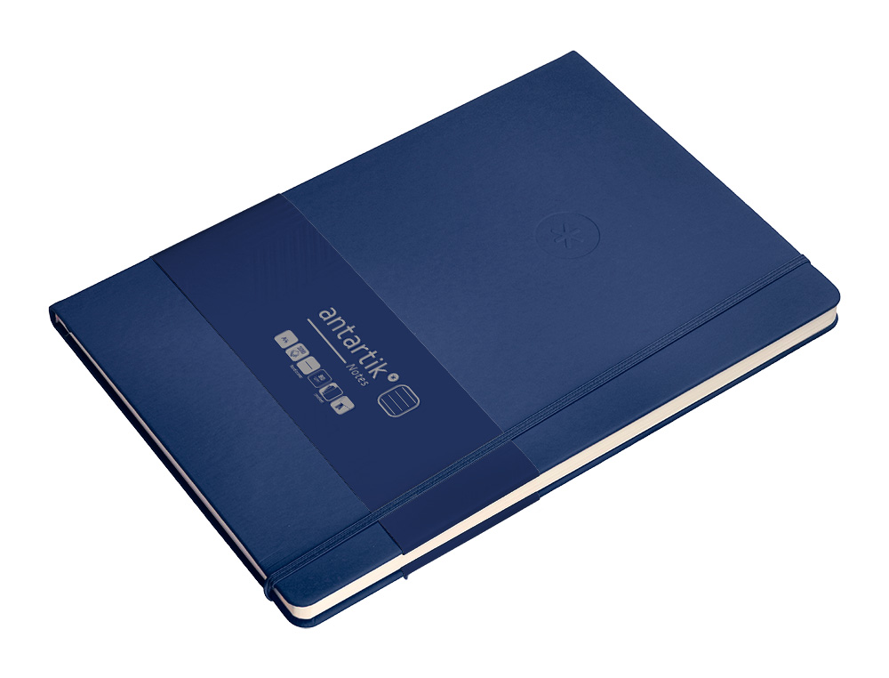 CADERNO COM ELASTICO ANTARTIK NOTES CAPA DURA A4 PAUTADO AZUL MARINHO 100 FOLHAS 80 GR FSC