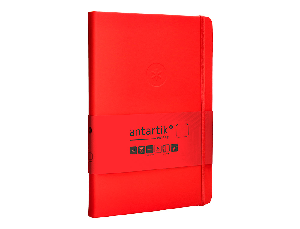 CADERNO COM ELASTICO ANTARTIK NOTES CAPA DURA A5 LISO VERMELHO 100 FOLHAS 80 GR FSC