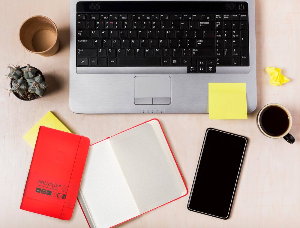 CADERNO COM ELASTICO ANTARTIK NOTES CAPA DURA A6 QUADRICULADO VERMELHO 100 FOLHAS 80 GR FSC