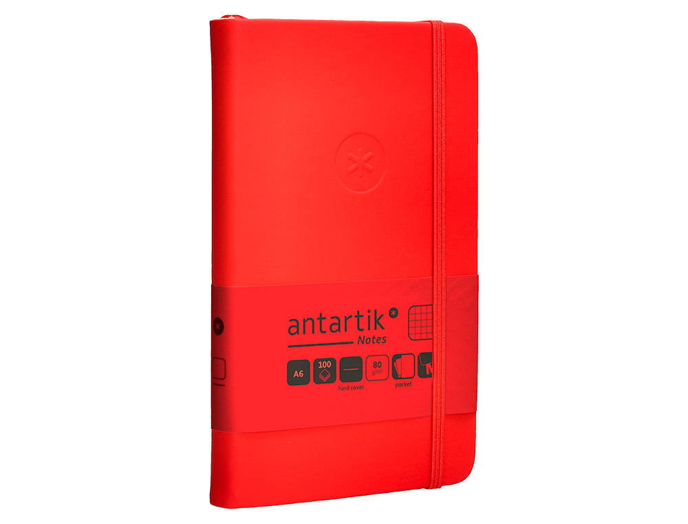 CADERNO COM ELASTICO ANTARTIK NOTES CAPA DURA A6 QUADRICULADO VERMELHO 100 FOLHAS 80 GR FSC