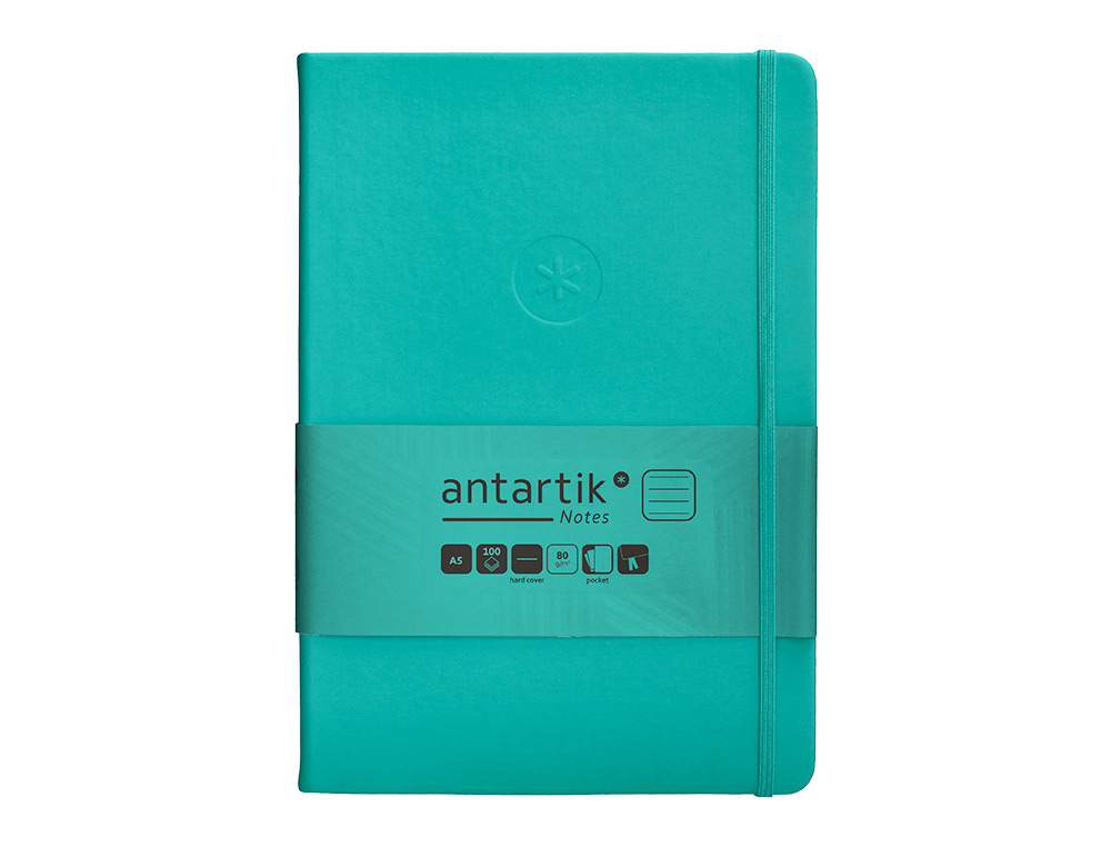 CADERNO COM ELASTICO ANTARTIK NOTES CAPA DURA A5 PAUTADO TURQUESA 100 FOLHAS 80 GR FSC