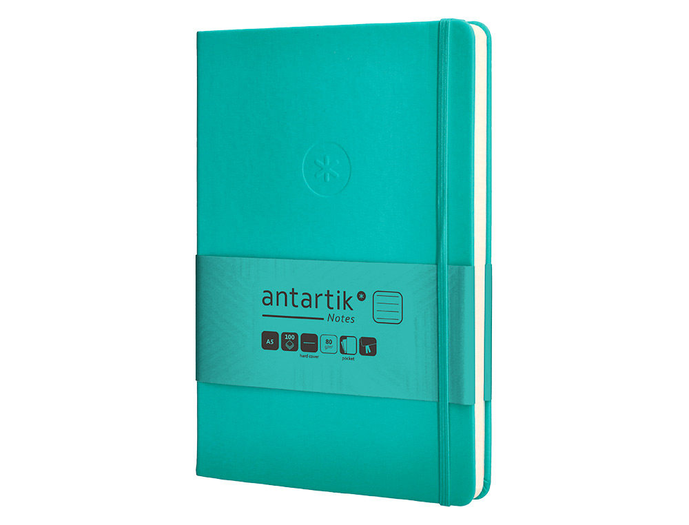 CADERNO COM ELASTICO ANTARTIK NOTES CAPA DURA A5 PAUTADO TURQUESA 100 FOLHAS 80 GR FSC