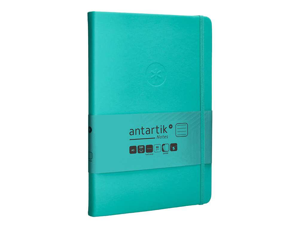 CADERNO COM ELASTICO ANTARTIK NOTES CAPA DURA A5 PAUTADO TURQUESA 100 FOLHAS 80 GR FSC