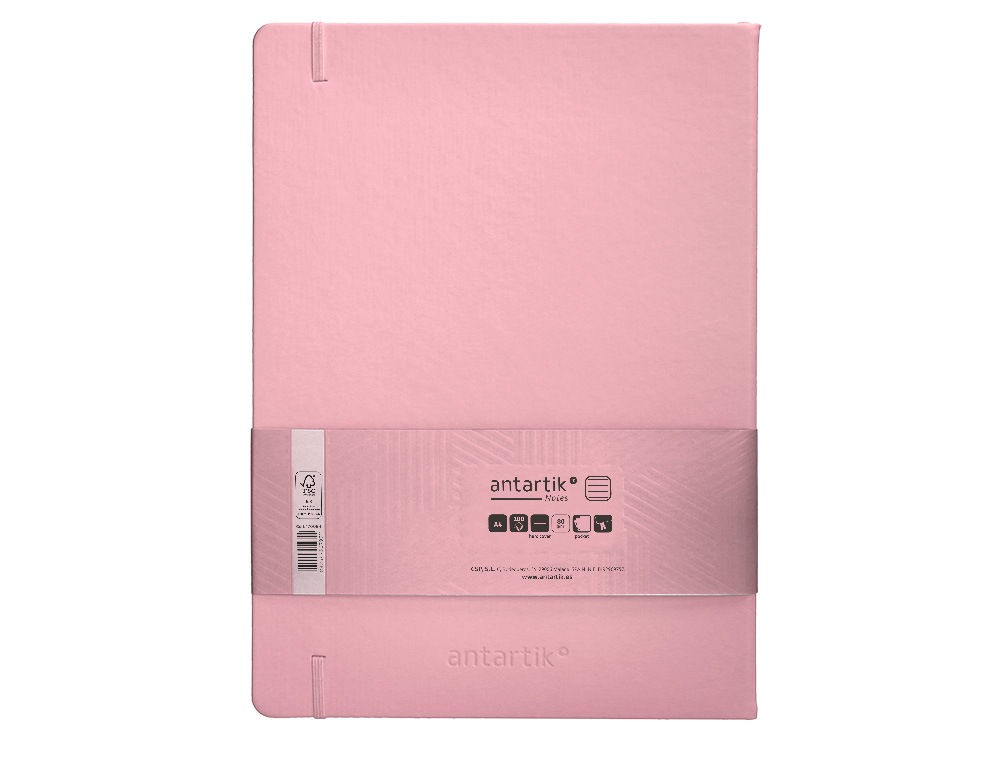 CADERNO COM ELASTICO ANTARTIK NOTES CAPA DURA A4 PAUTADO ROSA PASTEL 100 FOLHAS 80 GR FSC