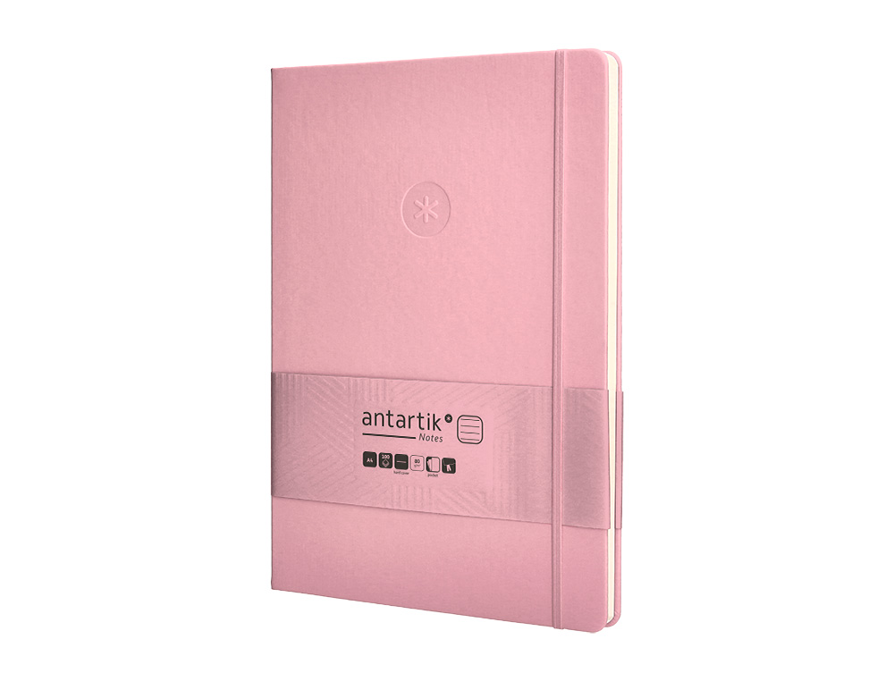 CADERNO COM ELASTICO ANTARTIK NOTES CAPA DURA A4 PAUTADO ROSA PASTEL 100 FOLHAS 80 GR FSC