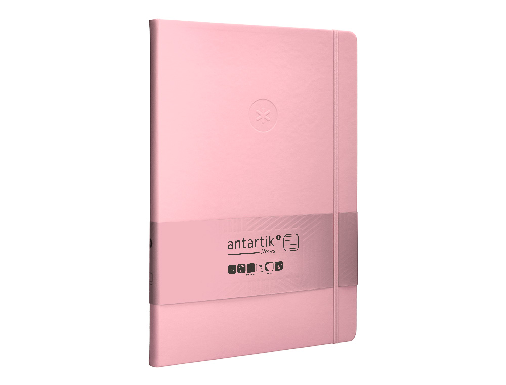 CADERNO COM ELASTICO ANTARTIK NOTES CAPA DURA A4 PAUTADO ROSA PASTEL 100 FOLHAS 80 GR FSC
