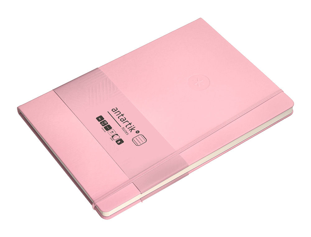CADERNO COM ELASTICO ANTARTIK NOTES CAPA DURA A4 PAUTADO ROSA PASTEL 100 FOLHAS 80 GR FSC
