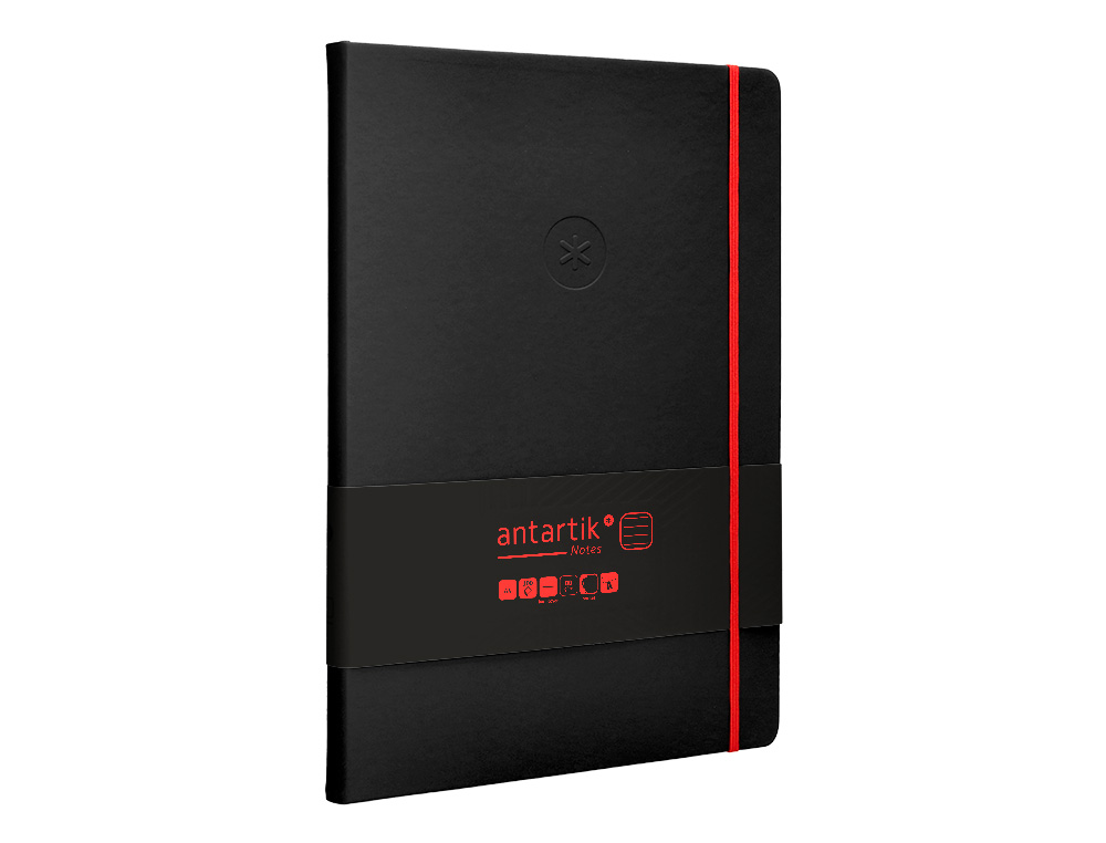 CADERNO COM ELASTICO ANTARTIK NOTES CAPA DURA A4 PAUTADO PRETO E VERMELHO 100 FOLHAS 80 GR FSC
