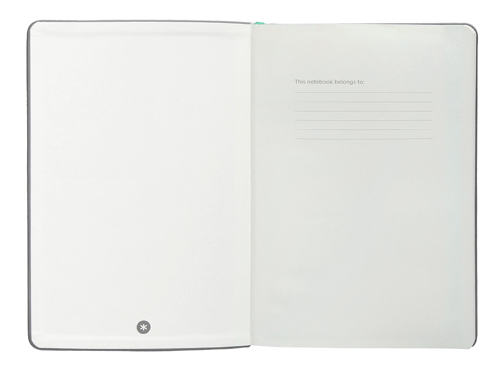 CADERNO COM ELASTICO ANTARTIK NOTES CAPA DURA A5 LISO CINZA E TURQUESA 100 FOLHAS 80 GR FSC