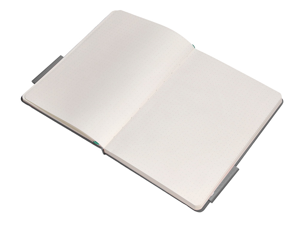 CADERNO COM ELASTICO ANTARTIK NOTES CAPA DURA A5 PONTILHADO CINZA E TURQUESA 100 FOLHAS 80 GR FSC