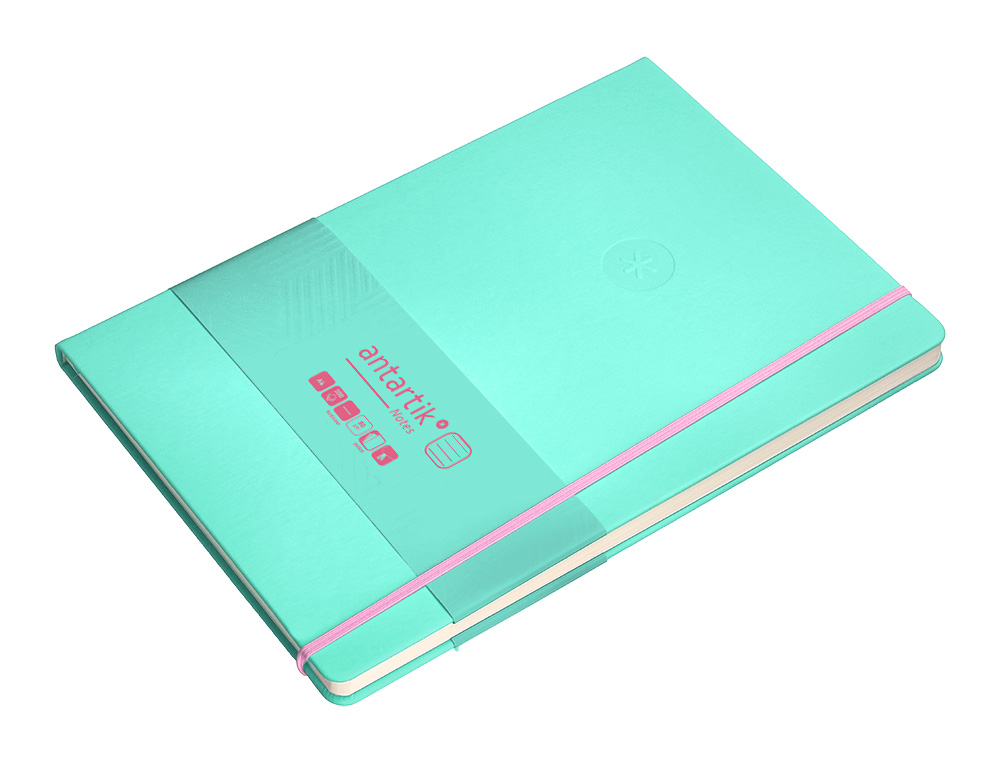 CADERNO COM ELASTICO ANTARTIK NOTES CAPA DURA A4 PAUTADO ROSA E TURQUESA 100 FOLHAS 80 GR FSC