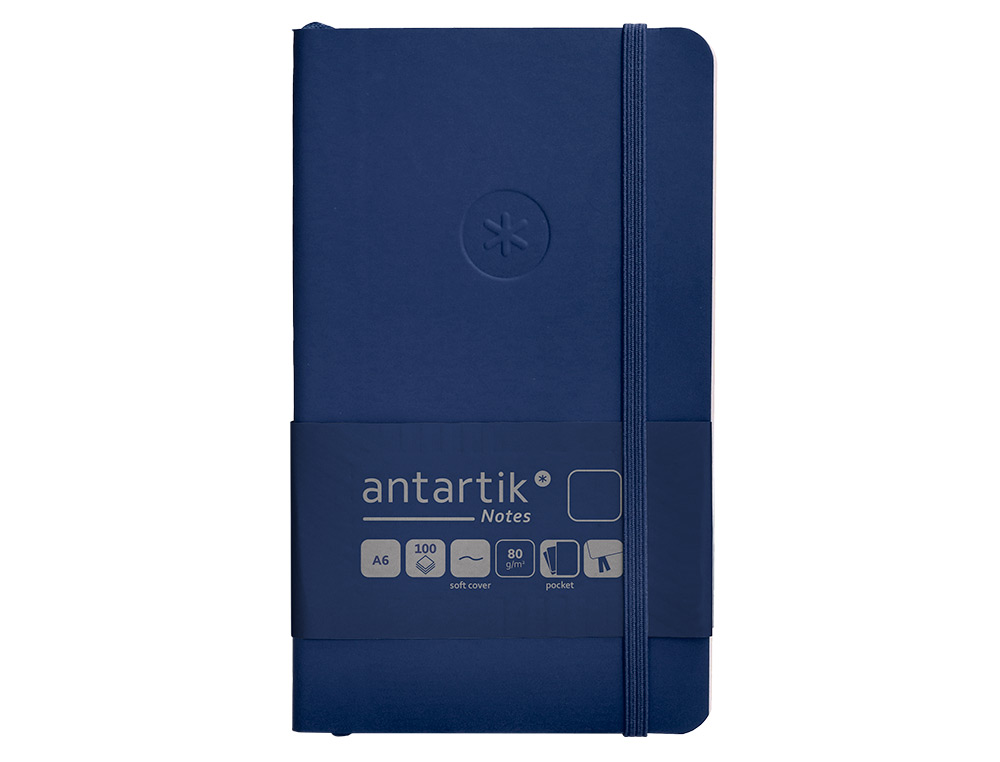 CADERNO COM ELASTICO ANTARTIK NOTES CAPA MOLE A6 LISO AZUL MARINHO 100 FOLHAS 80 GR FSC