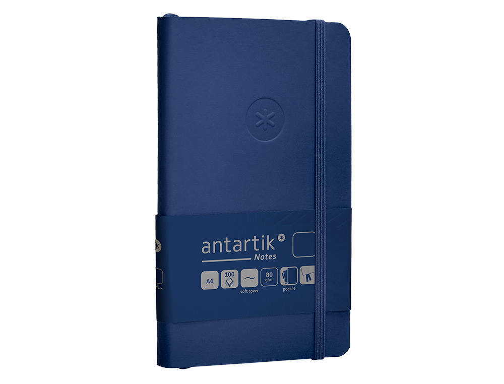 CADERNO COM ELASTICO ANTARTIK NOTES CAPA MOLE A6 LISO AZUL MARINHO 100 FOLHAS 80 GR FSC