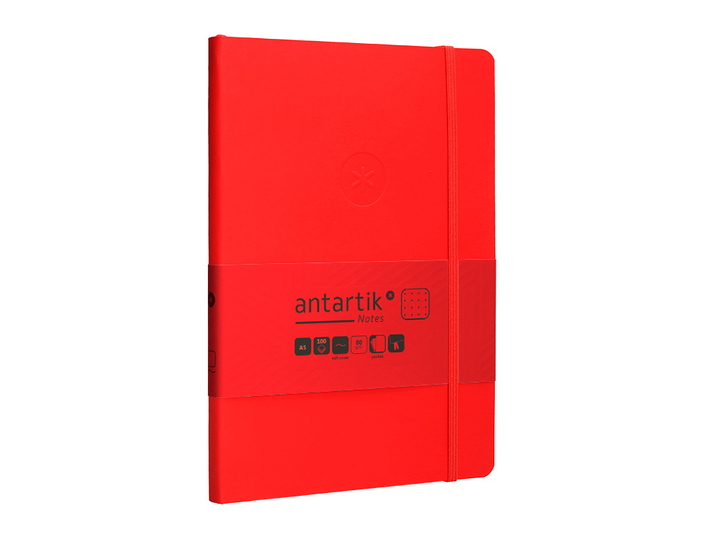 CADERNO COM ELASTICO ANTARTIK NOTES CAPA MOLE A5 PONTILHADO VERMELHO 80 FOLHAS 80 GR FSC