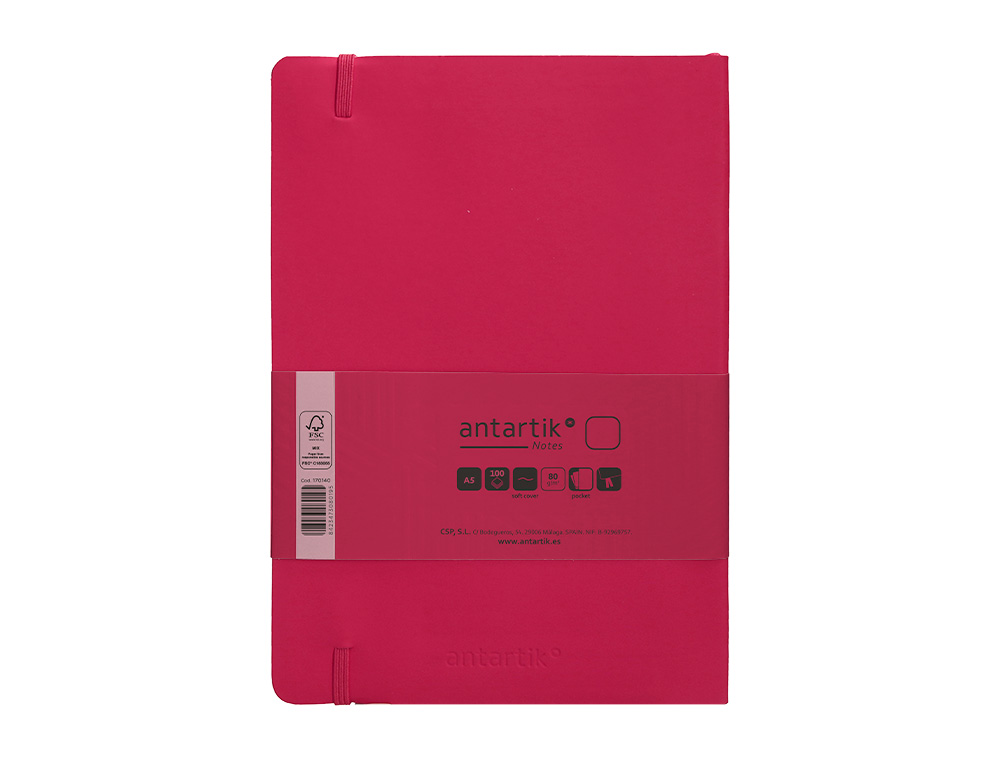 CADERNO COM ELASTICO ANTARTIK NOTES CAPA MOLE A5 LISO FUCSIA 80 FOLHAS 80 GR FSC