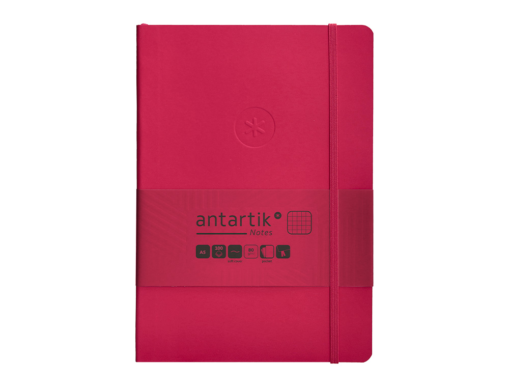 CADERNO COM ELASTICO ANTARTIK NOTES CAPA MOLE A5 QUADRICULADO FUCSIA 80 FOLHAS 80 GR FSC