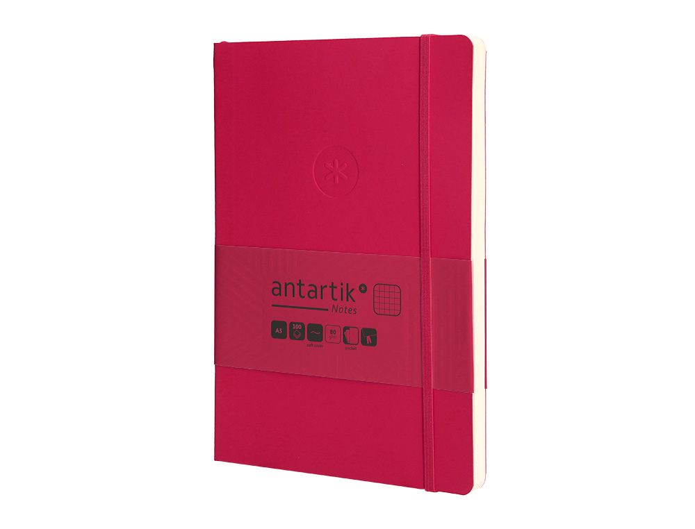 CADERNO COM ELASTICO ANTARTIK NOTES CAPA MOLE A5 QUADRICULADO FUCSIA 80 FOLHAS 80 GR FSC