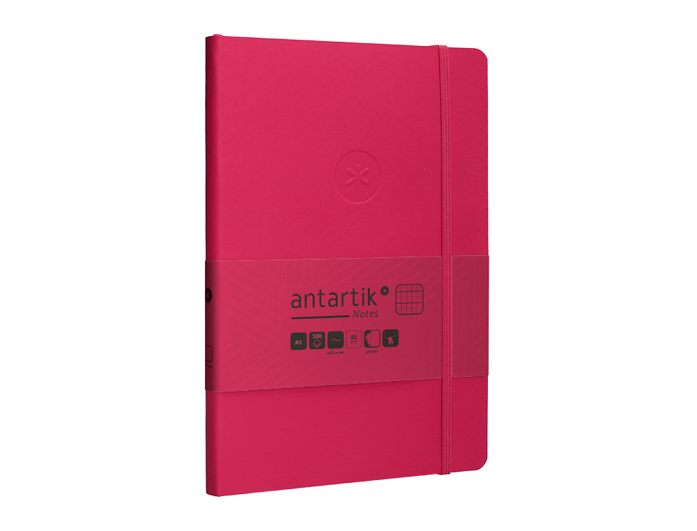 CADERNO COM ELASTICO ANTARTIK NOTES CAPA MOLE A5 QUADRICULADO FUCSIA 80 FOLHAS 80 GR FSC