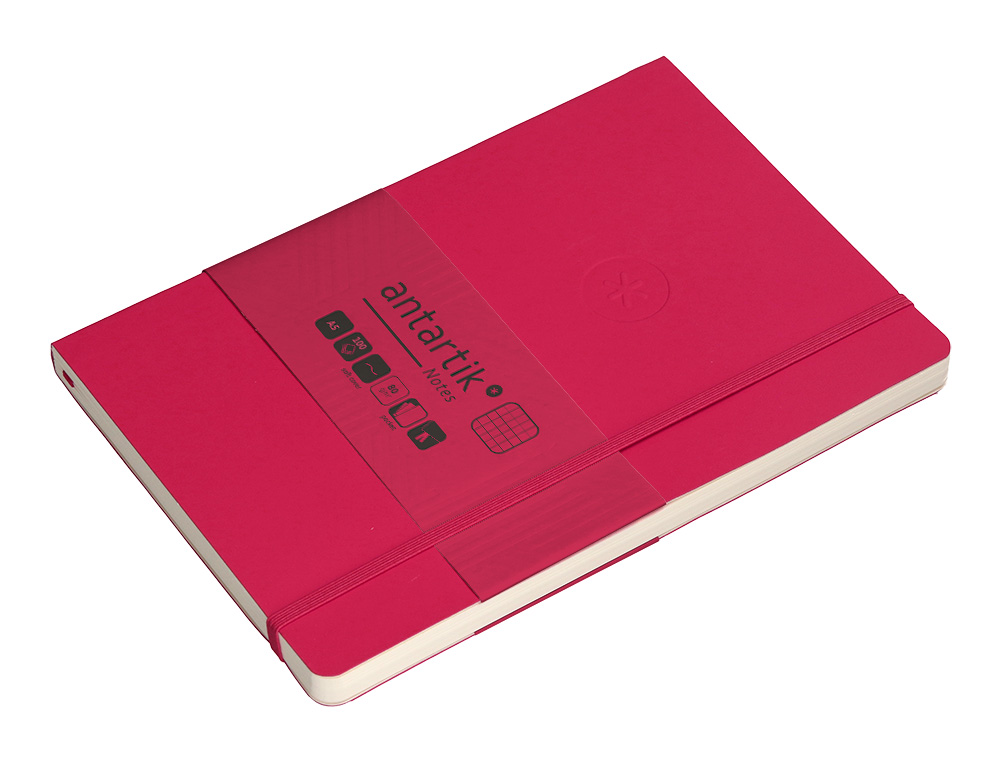 CADERNO COM ELASTICO ANTARTIK NOTES CAPA MOLE A5 QUADRICULADO FUCSIA 80 FOLHAS 80 GR FSC