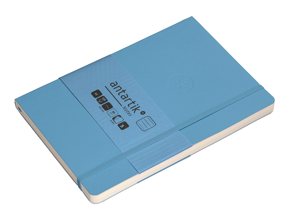 CADERNO COM ELASTICO ANTARTIK NOTES CAPA MOLE A5 PAUTADO AZUL CLARO 80 FOLHAS 80 GR FSC