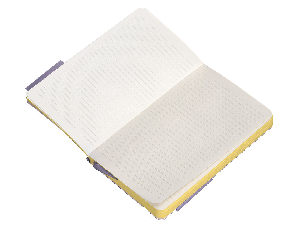 CADERNO COM ELASTICO ANTARTIK NOTES CAPA MOLE A6 PAUTADO ROXO E AMARELO 100 FOLHAS 80 GR FSC